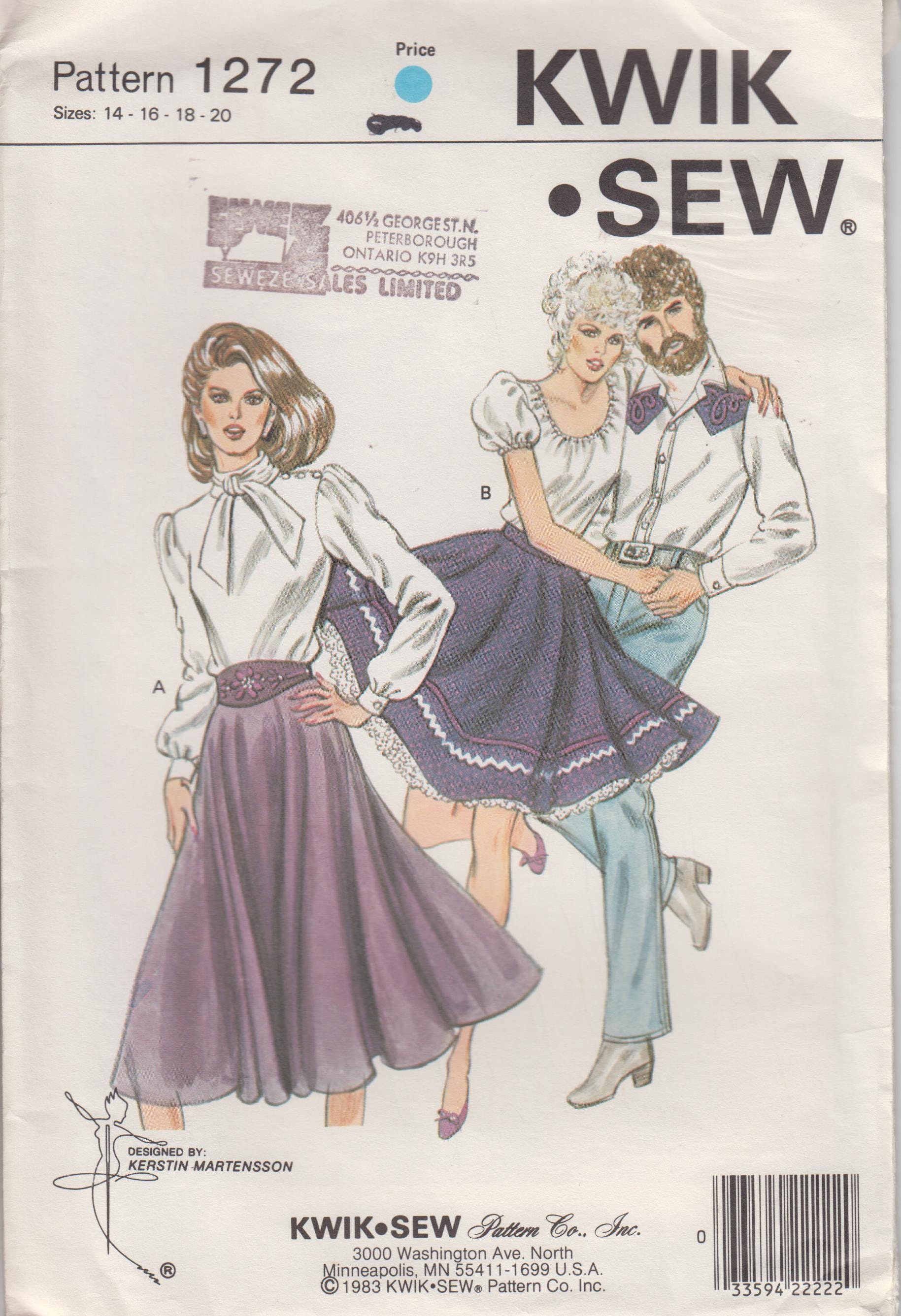 Full Circle Skirt Sewing Pattern Two Lengths Side Zipper Etsy