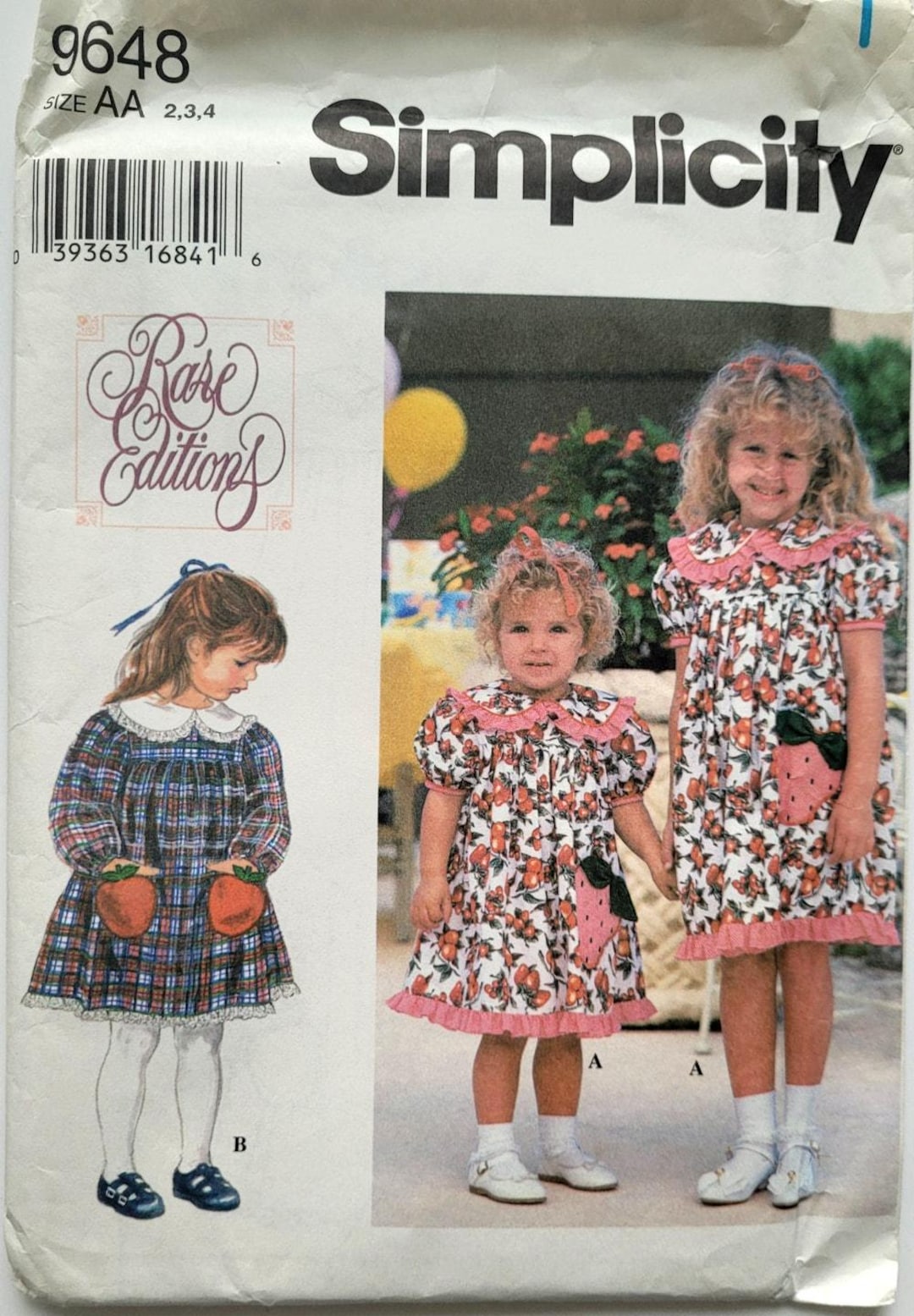 Simplicity 9648 Sewing Pattern for Kids' Dress Puff Sleeves Strawberry ...