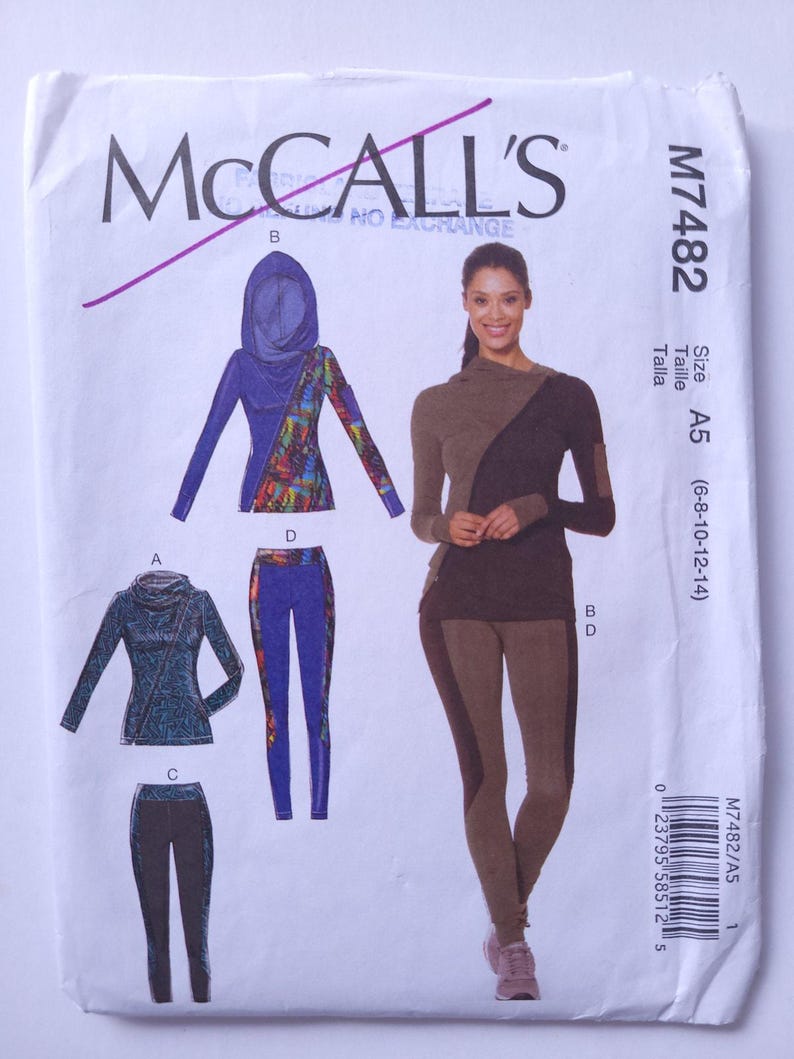Sewing Pattern for Athletic Hoodie Jacket & Leggings, B30.5 to B36 ...