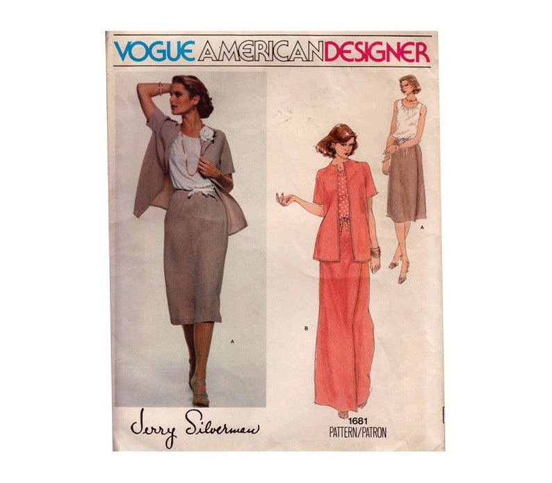 Vogue American Designer Silverman Women's Sewing Pattern Blouse Maxi Skirt Kimono Sleeve Jacket UNCUT Size 12 Bust 3487 cm V 1681 S image 1