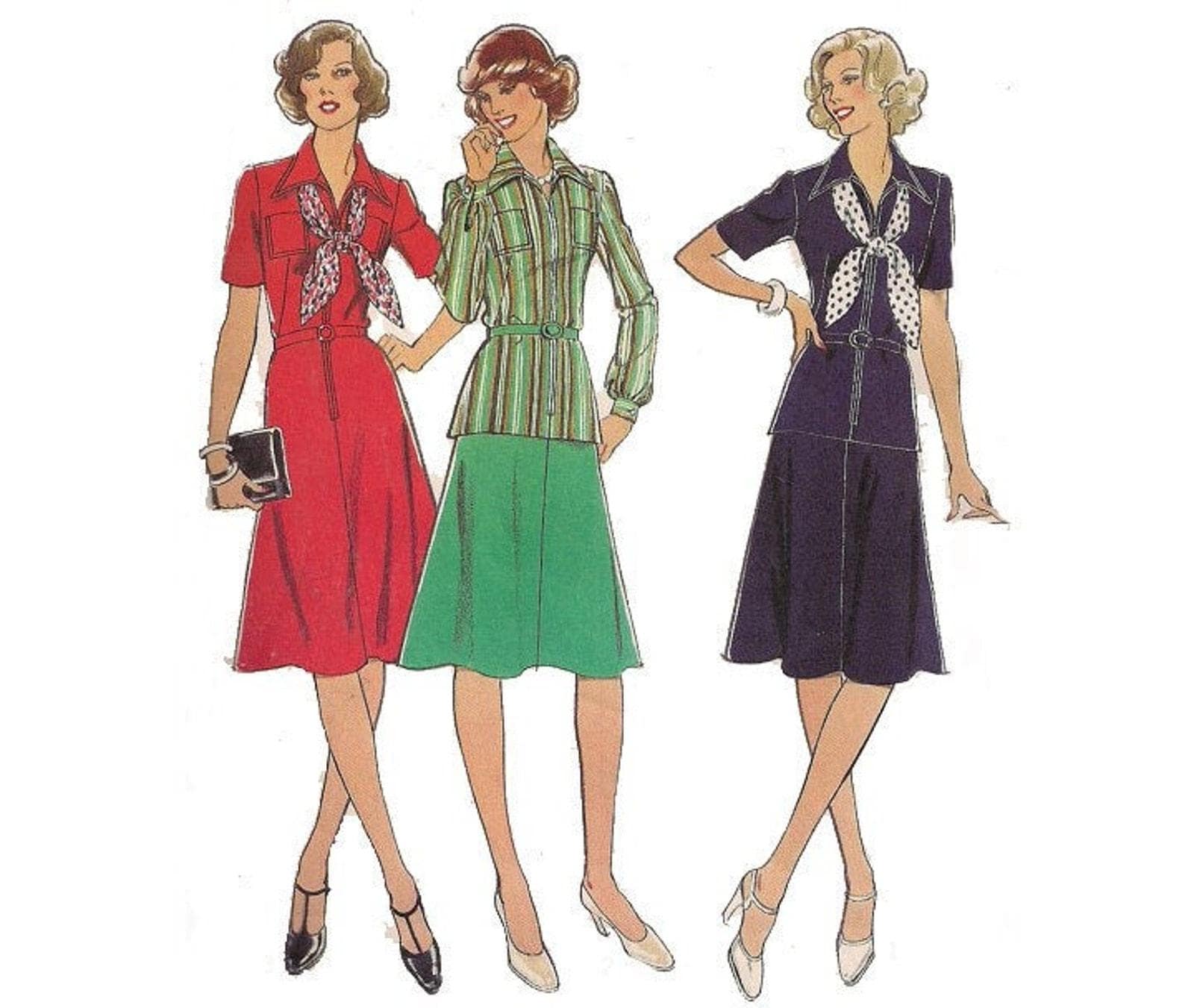 70s Dress Pattern - Sewing Pattern for Frock, Blouse and Skirt - Size ...