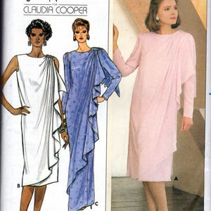 Semi-Fitted Straight Evening Dress Sewing Pattern with Drape Vintage 80s Mother of the Bride Size 14-18 Bust 36-40 Butterick 3328 G image 2