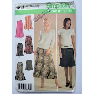 Simplicity 4881 Sewing Pattern for Assorted Gored Skirts and Bias Skirts, Sizes 14-20, Hips 38-44"