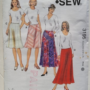 May include: A Kwik Sew sewing pattern, pattern number 3195, with illustrations of women's skirts and tops. Sizes XS-XL are included. The cover shows the Kwik Sew logo and the designer's name, Kerstin Martensson.
