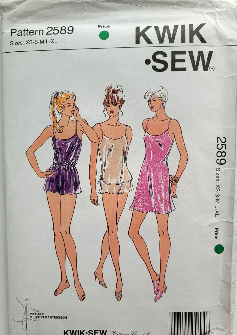 Kwik Sew 2589 Vintage 80s Sewing Pattern for Bias Cut Lingerie