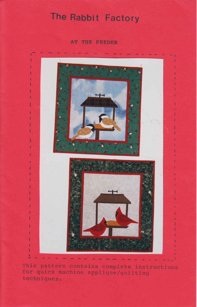 18.5 X 23.5 Quilting Pattern for Wall Hanging Chickadees and Cardinals At The Bird Feeder A Little Bit Country Sewing Pattern 9605 S