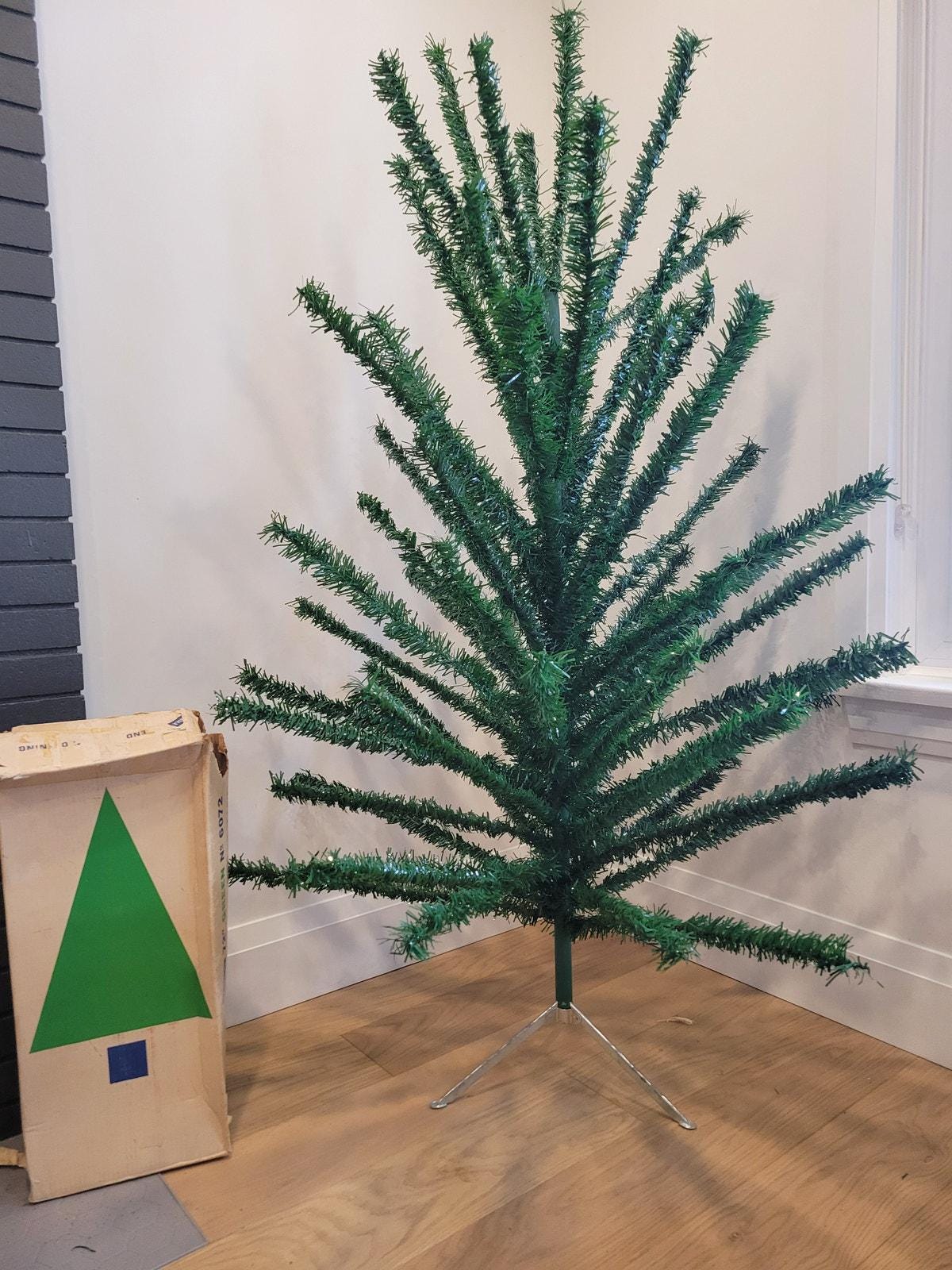 Vintage 1960s 6ft Artificial Christmas Tree in Green Vinyl by Noma