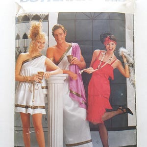 Sewing Pattern for Couples Togas and Flapper Costumes Adult Men Women Vintage 80s Size XS-L Bust 30.5-40 (81-112 cm) Butterick 4199