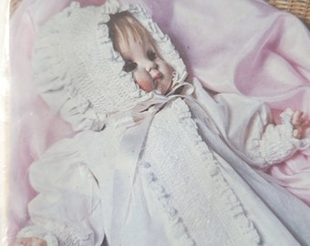 Smocking and Sewing Pattern for Infant Victorian Christening Gown, Slip and Bonnet - Size Newborn to 12 lbs - Rainbow Hill 18-9080