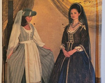 Renaissance Gown Pattern - Vintage Sewing Pattern for Historical Dress and Headpiece - Size 10-14 Bust 32.5 to 36" - Simplicity 7756 G