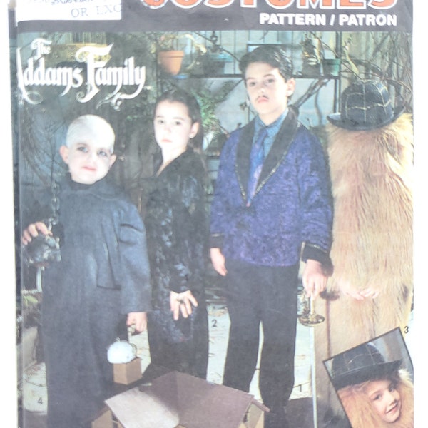 Addams Family Costume Sewing Pattern for Kids - Gomez, Morticia, Cousin It, Uncle Fester - Size 3 4 5 6 7 8 Boys Girls - Simplicity 7991 G