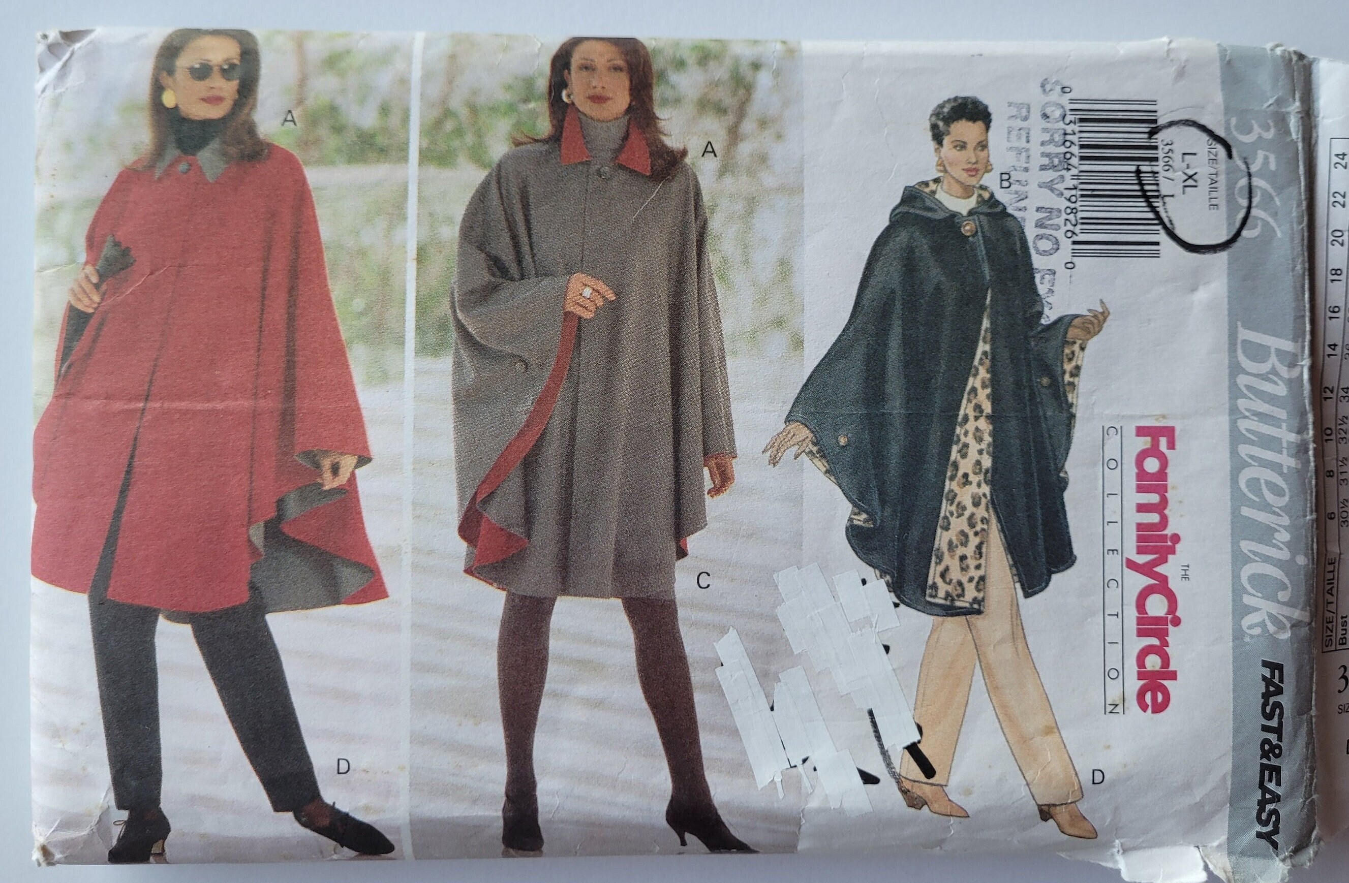 B38 to B40 Easy Cape Pattern Vintage Sewing Pattern for - Etsy