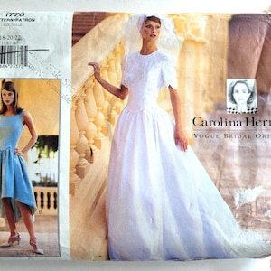 Vintage 90s Sewing Pattern for Wedding Dress/Bridesmaid Dropped Waist Flared Skirt Bust 40 to 44 Size 18-22 Vogue 1776 G