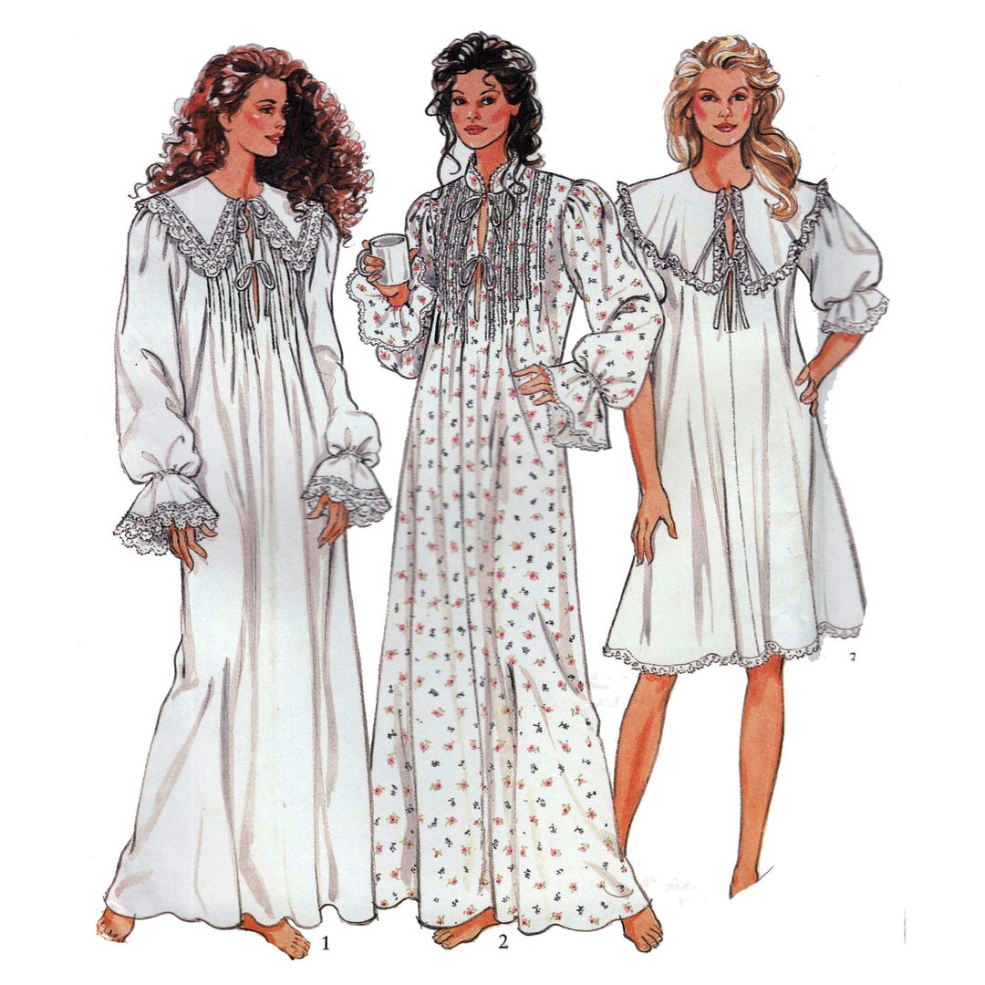 Victorian Style Nightgown Pattern Tucked Cape Collar Women s Vintage