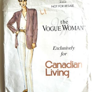 Vintage 90s Sewing Pattern for Women&#39;s Classic Blazer Jacket, Blouse & Tapered Pants Bust 42 to 46 Size 20-24 Vogue 964