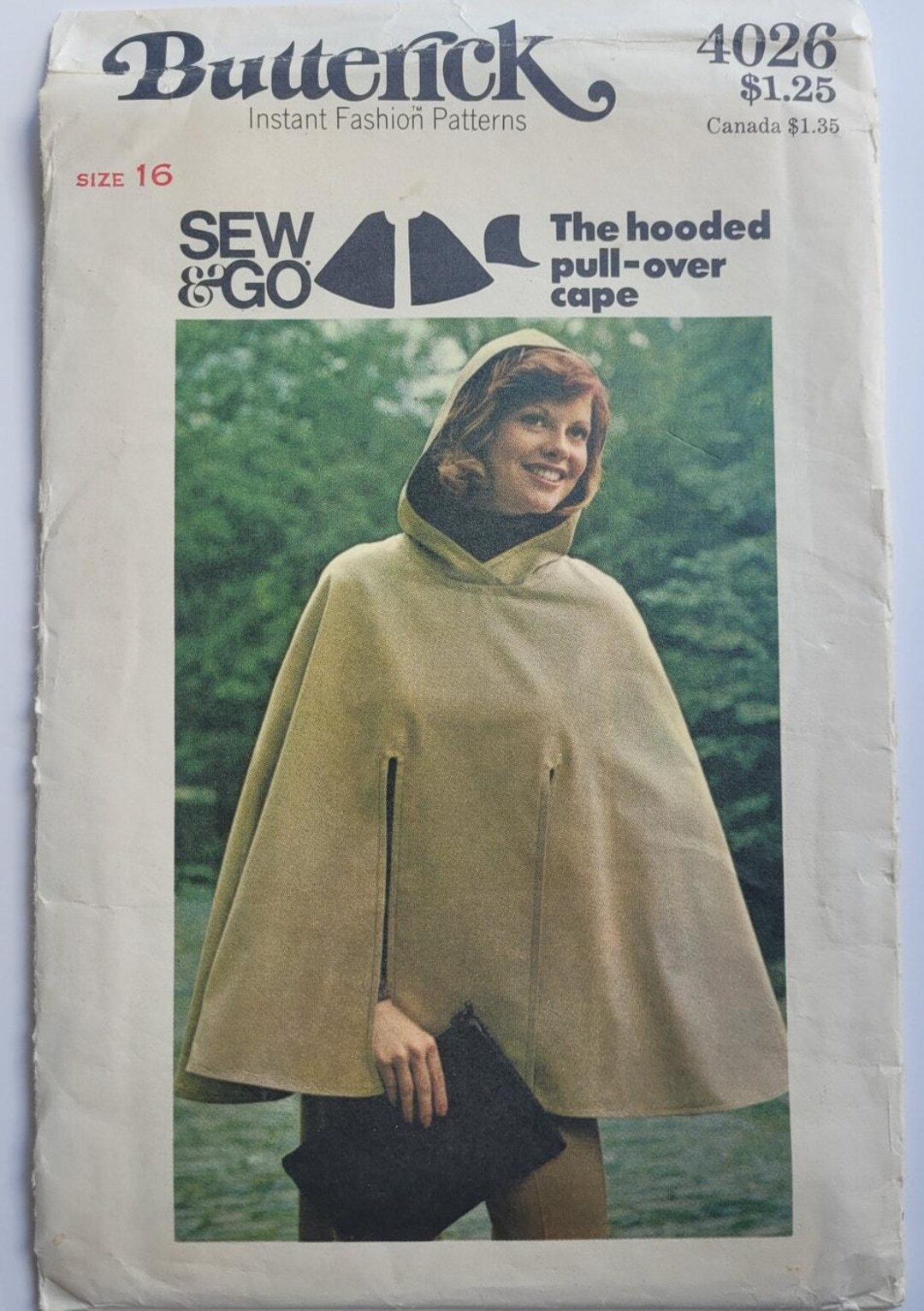 Butterick 402670s Sewing Pattern for Lined Hooded Cape W Front Slits ...