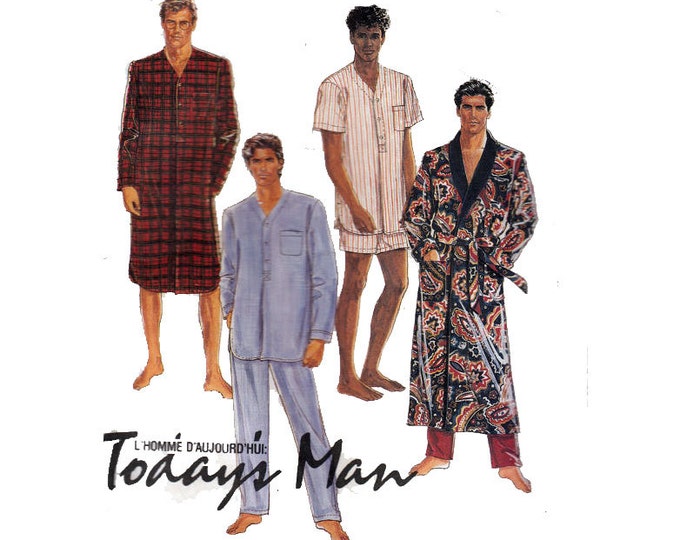 Easy Men's Robe Pattern Pajamas Nightshirt Housecoat Dressing Gown 80s ...