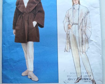 Patrón de costura original de Vogue París de los años 90 para abrigo extragrande forrado con cuello chal y pantalón ajustado, busto de 77 a 82 cm - Vogue 1483