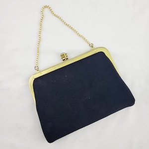 Vintage Black and Gold Fabric Convertible Clutch Purse Evening Handbag 7x5&quot;