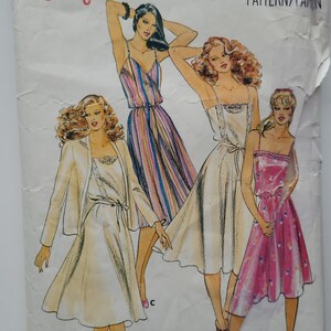 Sommerkleid Schnittmuster - 80er Schnittmuster für sexy Kleid mit Spaghettiträgern und Jacke - Größe 8 - Brustumfang 82 cm - Butterick 3514 G