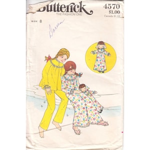 Gr. 8 Kinderschnittmuster für ein Nachthemd & Schlafanzug, Puppen- und Puppenkleidung - Brustumfang 69 cm Butterick 4570