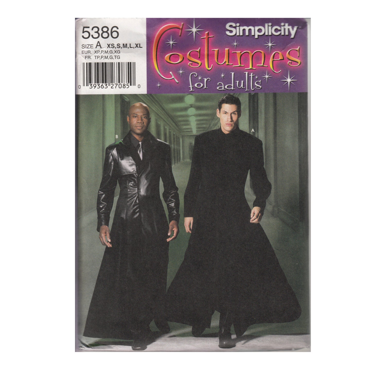 Matrix Costume Sewing Pattern Neo's Duster Morpheus Trench Coat