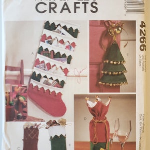 Christmas Decor Pattern - UNCUT Sewing Pattern for Card Holder, Stocking, Gift Bag and Door Knob Hanger - McCalls 4266 G