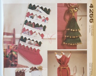 Christmas Decor Pattern - UNCUT Sewing Pattern for Card Holder, Stocking, Gift Bag and Door Knob Hanger - McCalls 4266 G