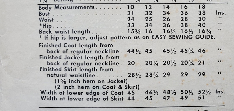 Vintage Size 14 B34 60s Sewing Pattern for Single-Breasted Coat and Skirt Suit w Lined Jacket Coat Pattern McCalls 5610 G Bust 34
