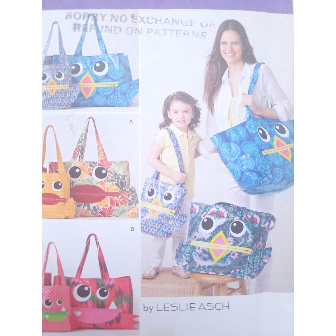 Simplicity 1631 Sewing Pattern for Fun Tote Bags in Three Sizes, Fish ...