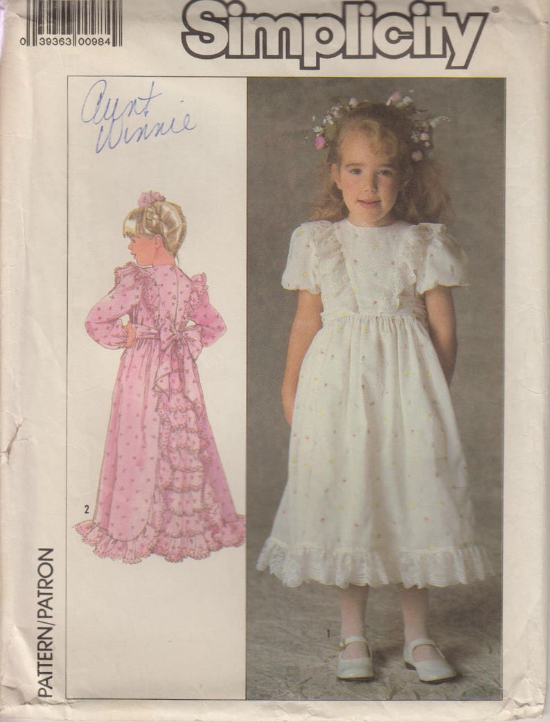 Flower Girl Dress Pattern Sewing Pattern for Child's Formal Dress with Back Bow and Cascading Ruffles Chest 25 64 cm Simplicity 7982 image 2