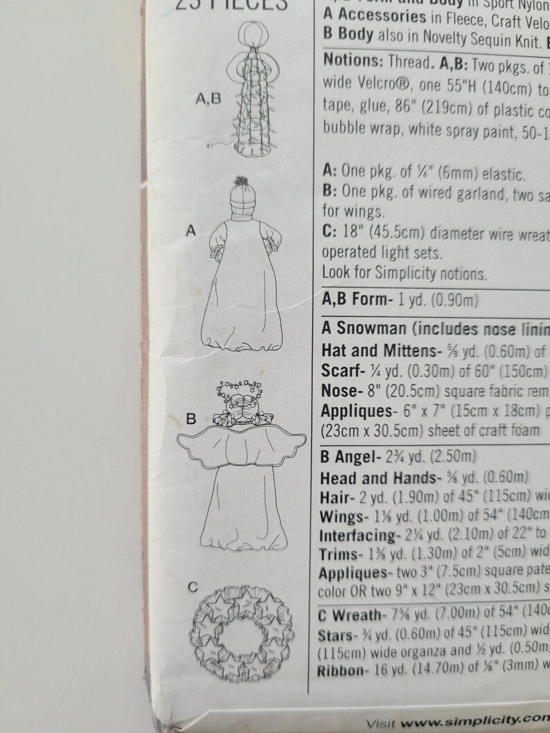 Simplicity 4335 Sewing Pattern for Lighted Christmas Angel Wreath ...