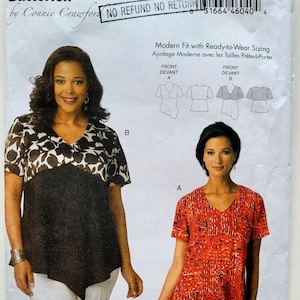 Butterick 6187 Sewing Pattern for Easy Plus Size Pullover Top Shaped Hemline Sizes XXl-6X Bust 44-68"