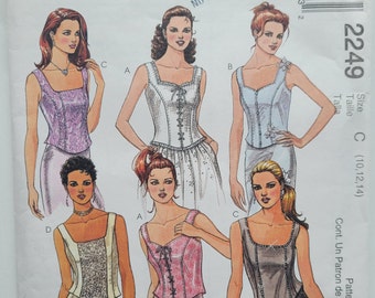 1990s Vintage Sewing Pattern for Sexy Sleeveless Lined Bustier - Sizes 10-14, Bust 32.5 to 36" - McCalls 2249 G