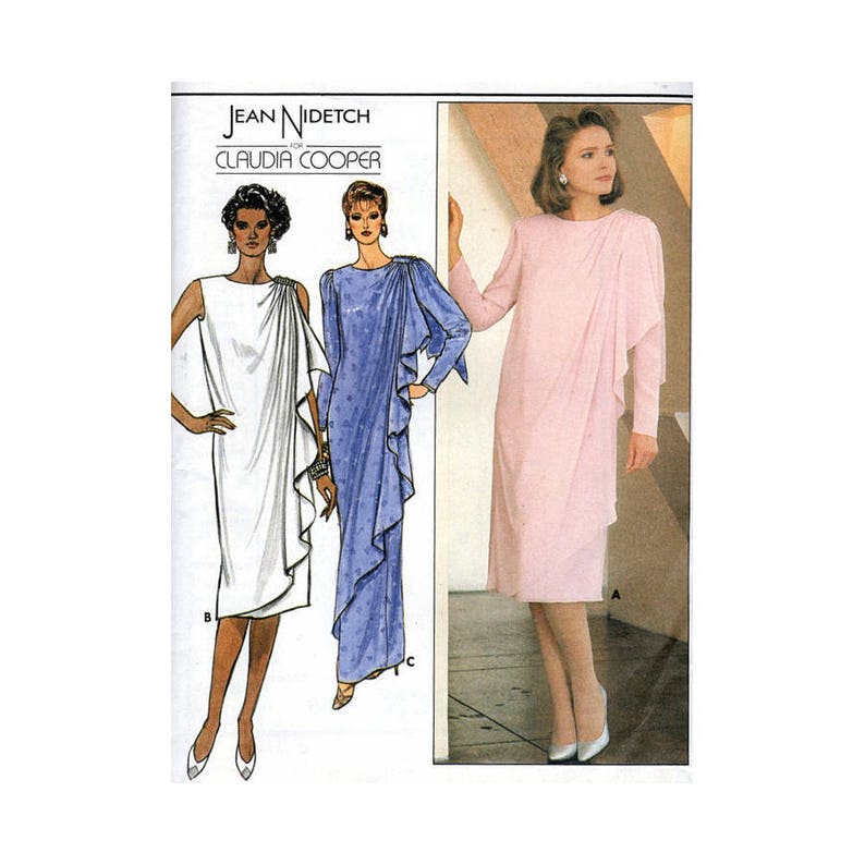 Semi-Fitted Straight Evening Dress Sewing Pattern with Drape Vintage 80s Mother of the Bride Size 14-18 Bust 36-40 Butterick 3328 G image 1