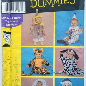 Cartamodello Simplicity 4465 per costume da cane, tigre, coniglio, pagliaccio e Babbo Natale per bambini/ragazzi, taglia 1/2 - 4, circonferenza torace 19-23".