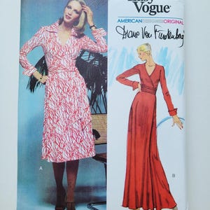 Vogue V2000 ReIssue Sewing Pattern for Von Furstenberg Wrap Dress, Sz 16-24, Bust 38-46"
