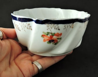 Vintage Serving Bowl, Blue and White Bowl, Vintage Dessert Bowl, Hand Painted, Trinket Dish