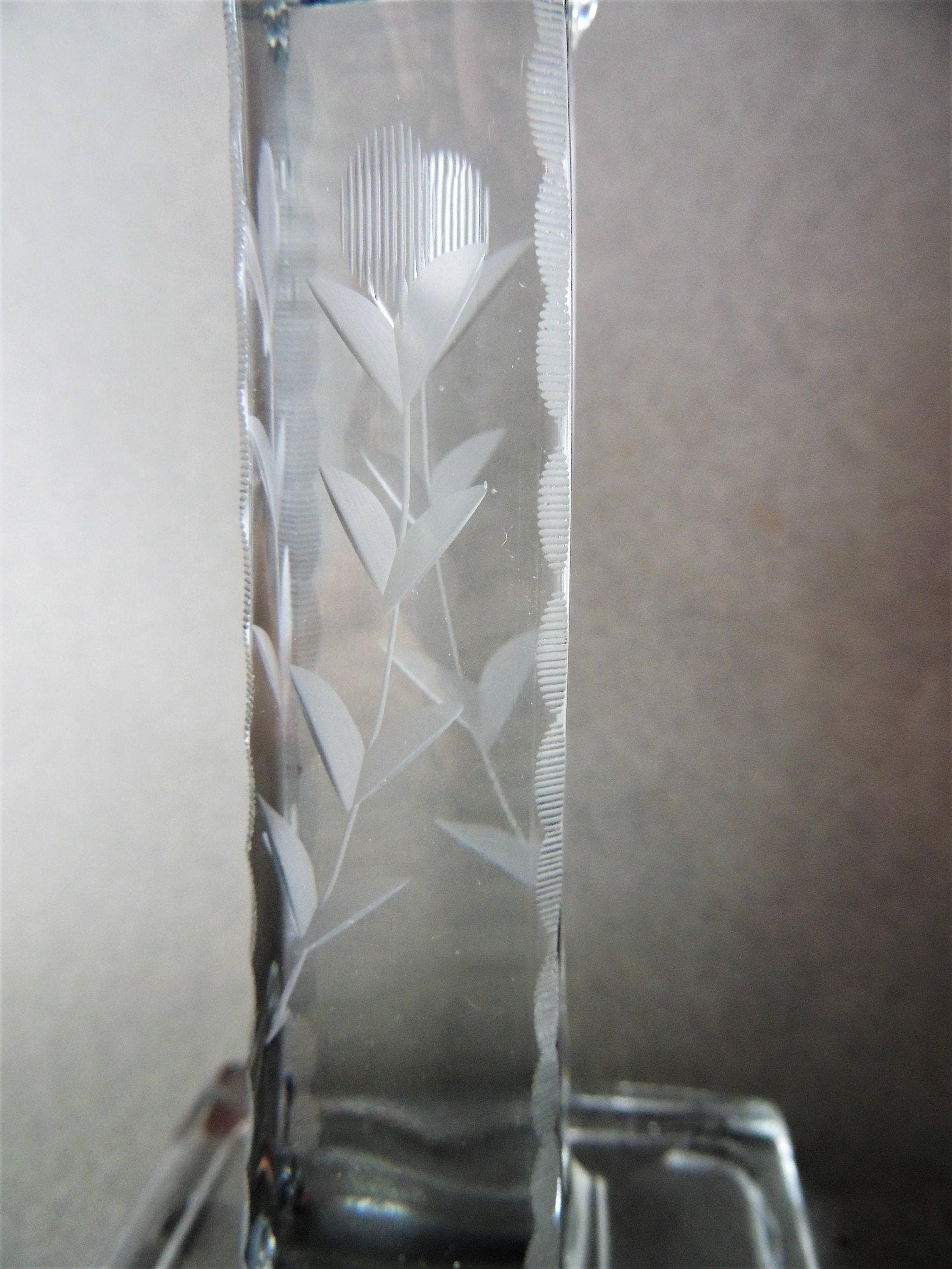 Vintage Glass Candlestick Holder Etched Glass Candle Holder Etsy