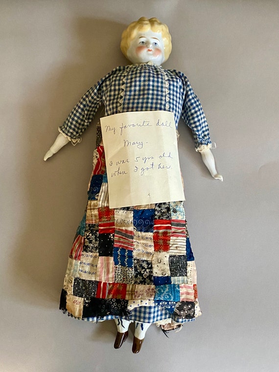 Antique Porcelain and Cloth Doll, Early 1900s, 1905, Antique Toy