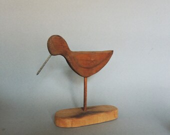 Handcarved Wooden Bird Sculpture, Signed Wooden Sculpture, Vintage Wooden Bird, 1984, Collectible Wooden Art