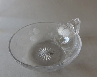 Glass Candy Dish, Relish Dish, Clear Glass Dish, Etched Glass Dish, Etched Glass Bowl, Glass Bowl