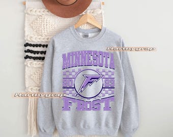 Moletom vintage Minnesota Frost, camiseta vintage Frost, suéter feminino de hóquei do Minnesota, moletom feminino de hóquei, moletom Frost
