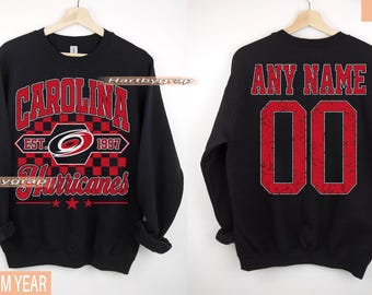 Personalized Carolina Hockey Sweatshirt, Carolina Hurricanes crewneck, Carolina Hockey shirt, Custom Hockey Shirt, Hockey Number Shirt