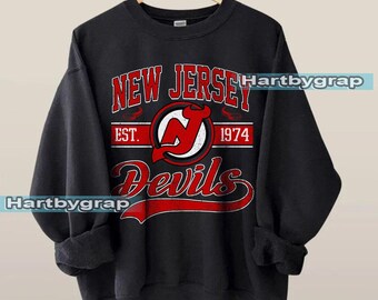 New Jersey Devil Sweatshirt, Vintage New Jersey hockey shirt, New Jersey Hockey Crewneck, Devils Hockey youth sweater, Hockey Fan gift