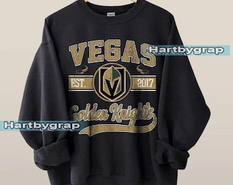 Sudadera Vegas Golden Knights, camiseta vintage de hockey de Las Vegas, jersey de hockey de Las Vegas con cuello redondo, suéter juvenil de hockey Golden Knights, regalo para fanáticos del hockey