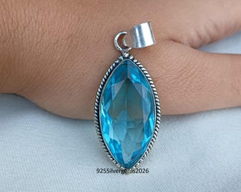 Blue Topaz Pendant: Handmade Sterling Silver Gemstone Jewelry
