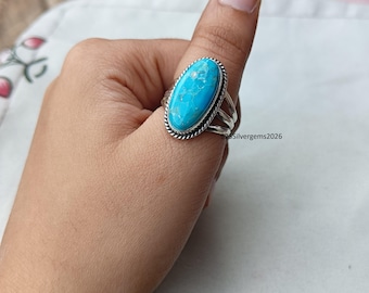Handmade Kingman Turquoise Ring: Sterling Silver Wedding Jewelry