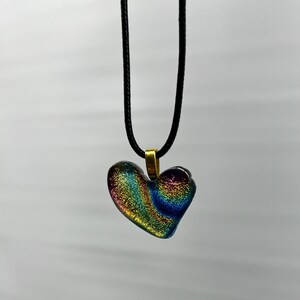 Handcrafted Fused Glass Pendant, Heart, Dichroic Fused Glass, Pendant Necklace, Each