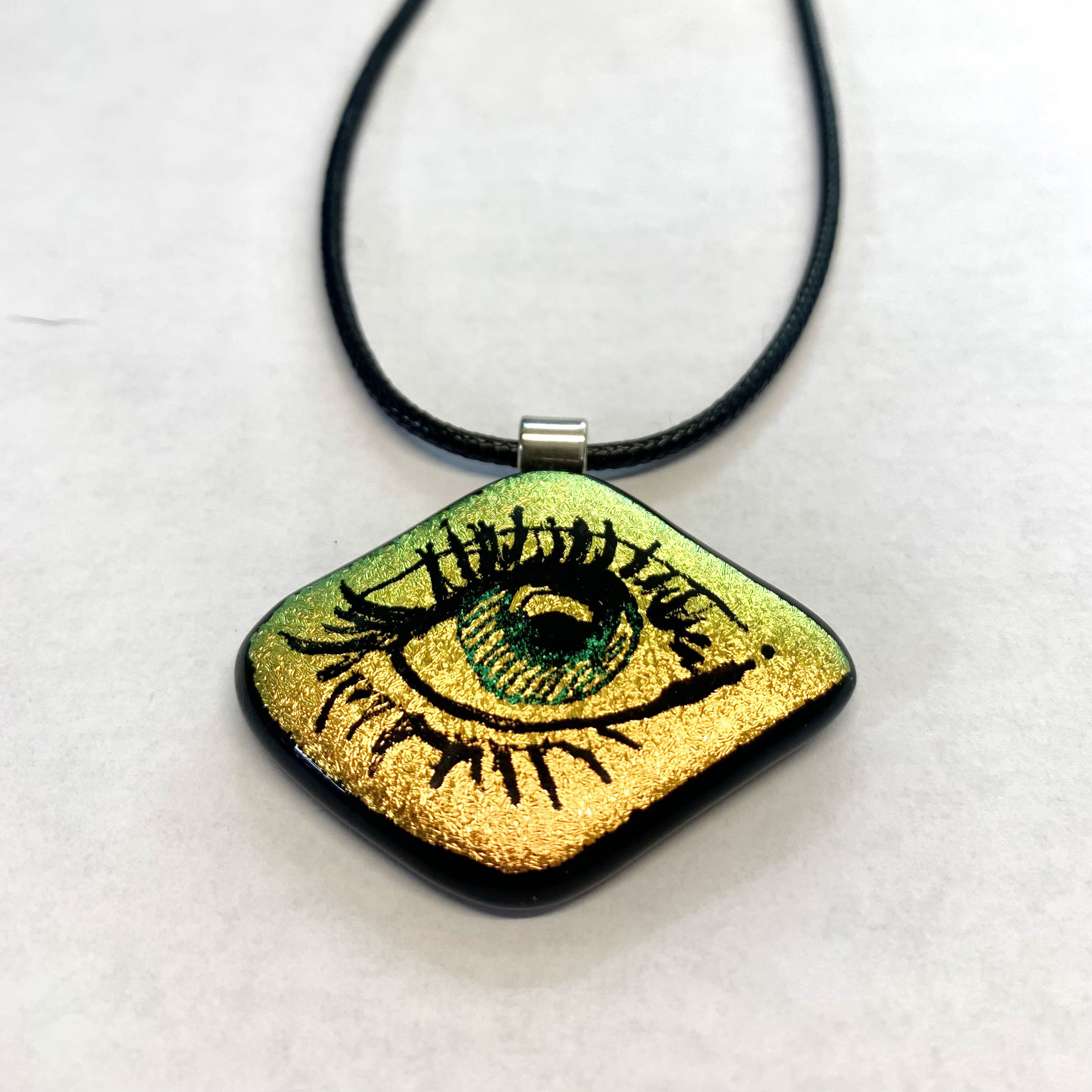 Fused Glass Eye Pendant Rainbow Fused Dichroic Glass ICU Etsy UK